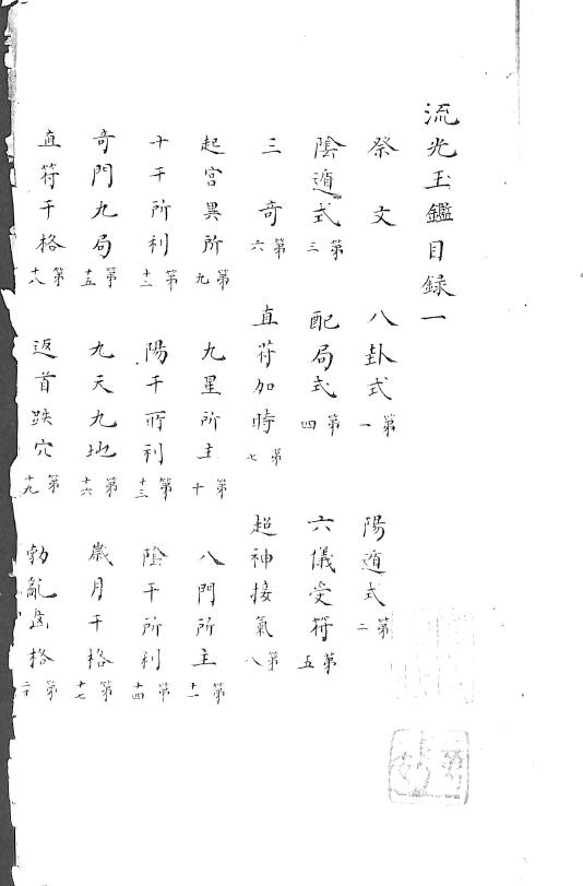 奇门遁甲古籍《流光玉鉴》清钞本
