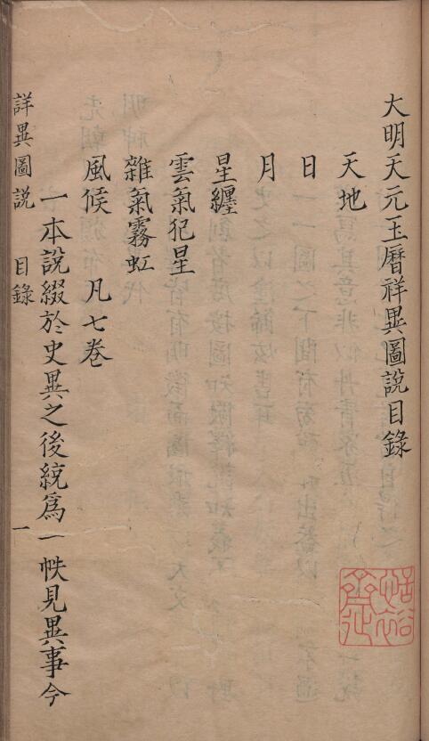 《大明天元玉历祥异图说》7卷 明 余文龙重编 旧钞本