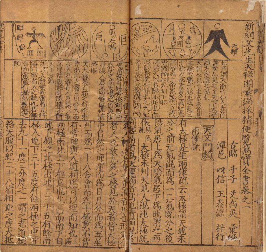 《新刻艾先生天禄阁汇编采精便览万宝全书》三十五卷.明.艾南英编.明王氏三槐堂刻本 八字命理 第4张-