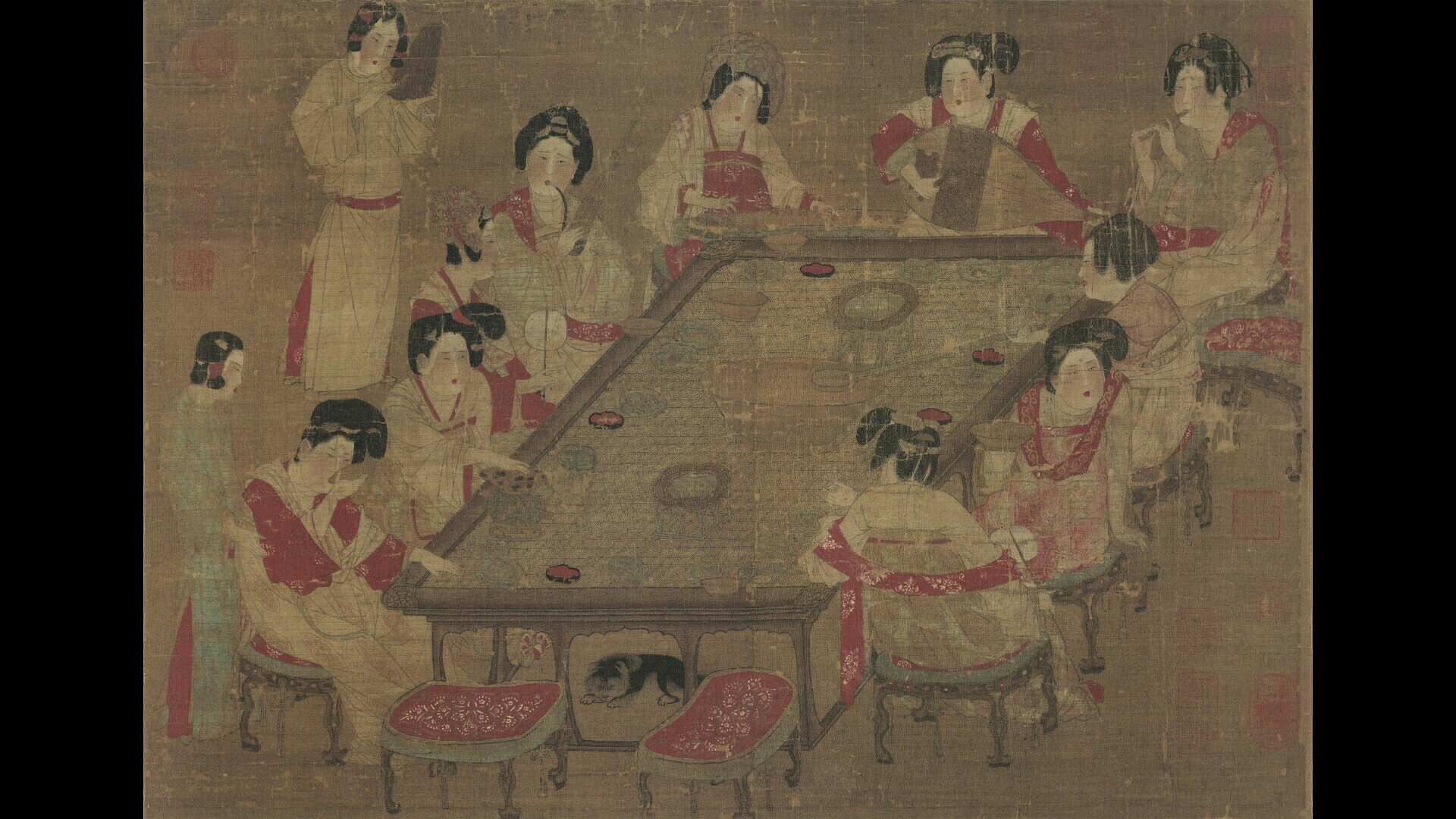唐 佚名 宫乐图 绢本