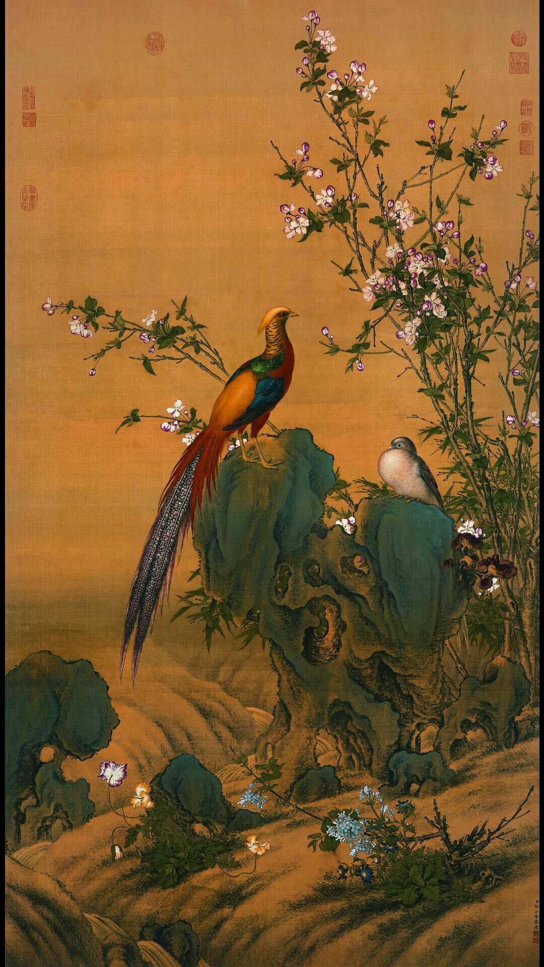 清 郎世宁 锦春图绢本121.6×68