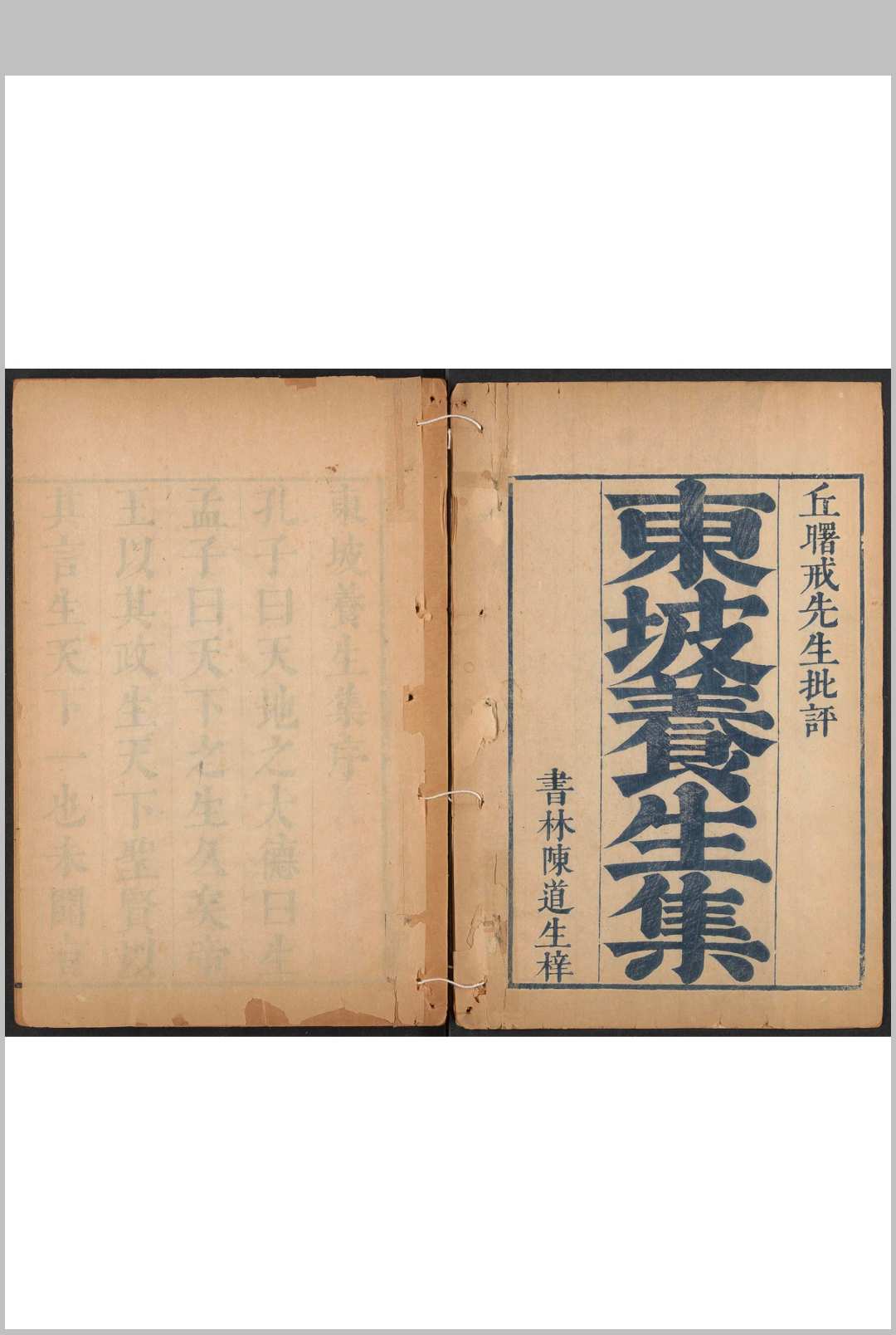 东坡养生集 十二卷 苏轼撰  王如锡辑 丘象升批评 书林陈道生