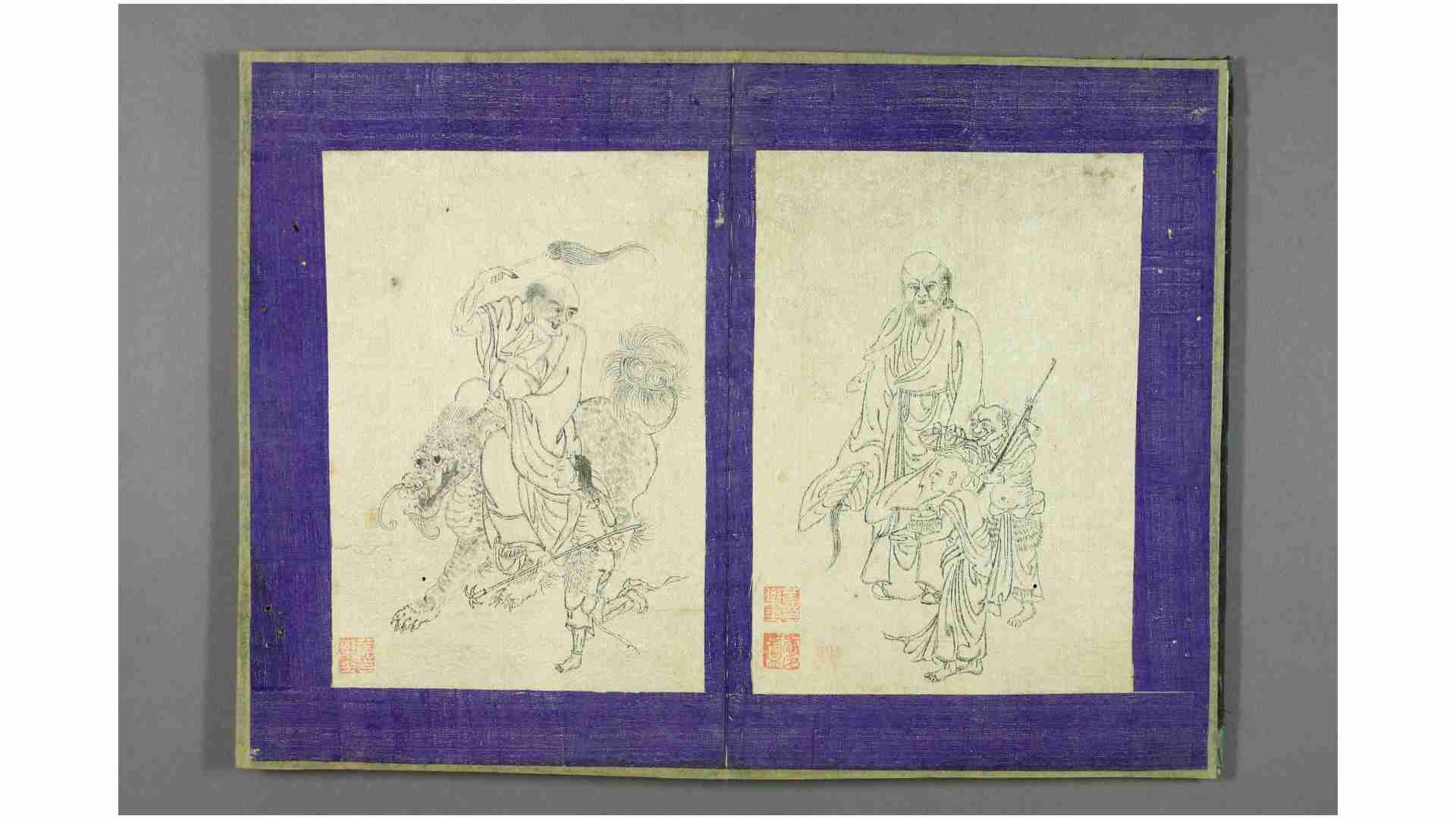 万年少白描人物冊  清  万寿祺  传笔