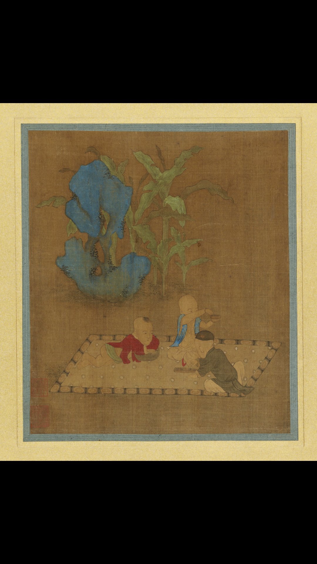 元 钱选 芭蕉唐子图 25.2×21