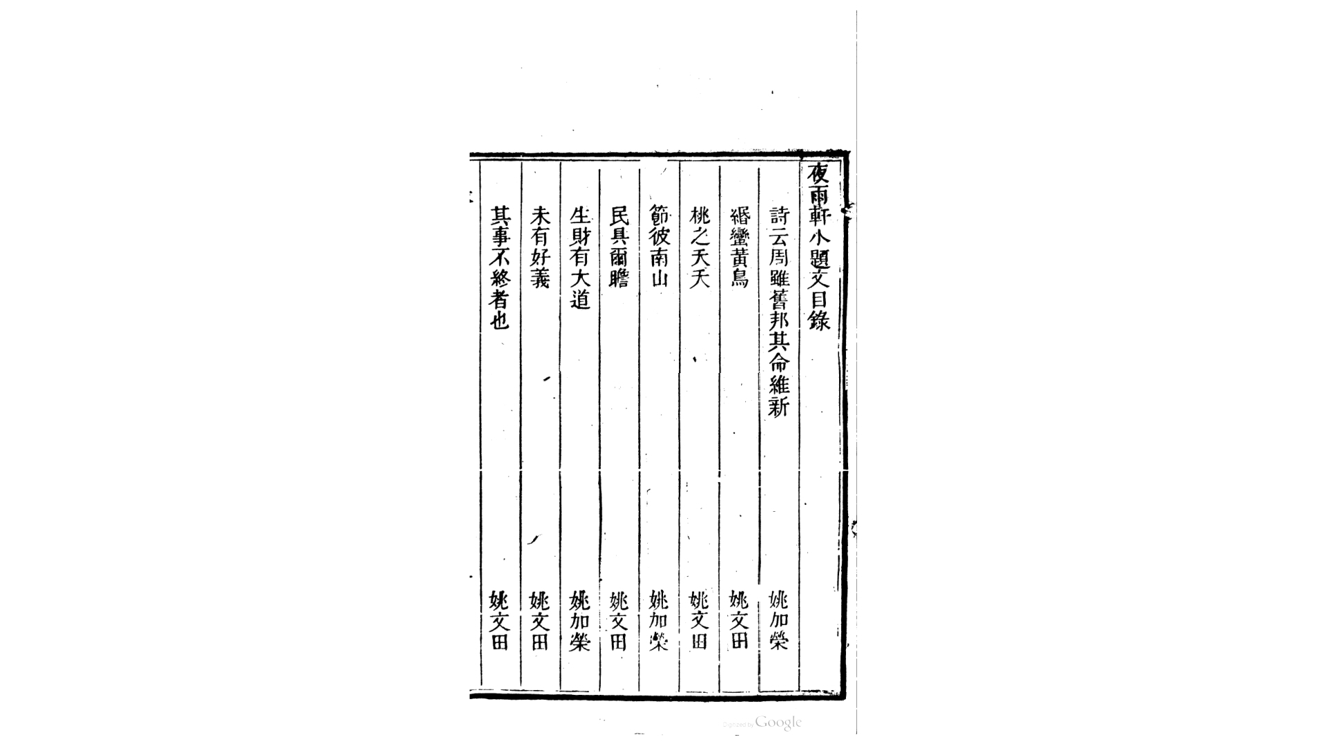 夜雨轩小题文八股文七十三篇附姚馥堂遗文十篇.清.姚文田、姚加荣撰.清嘉庆8年 宝文堂刊本