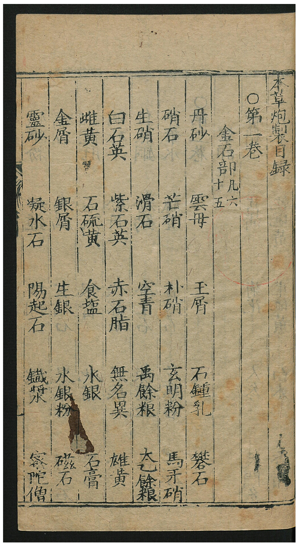 鼎雕徽郡原板合併大观本草炮制 6 卷 (存卷 1 至 3)