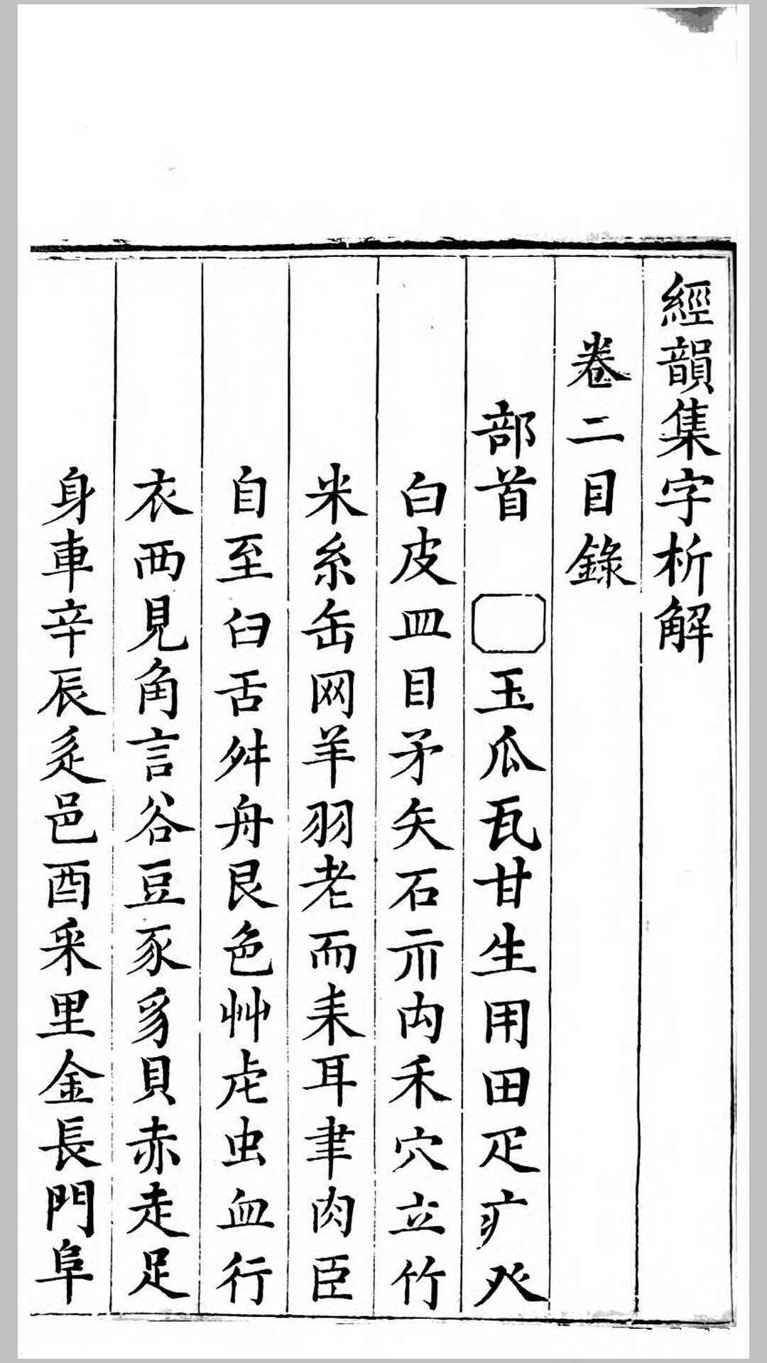经韵集字析解2卷.清.彭良敞撰.清道光13年河南抚署刊本
