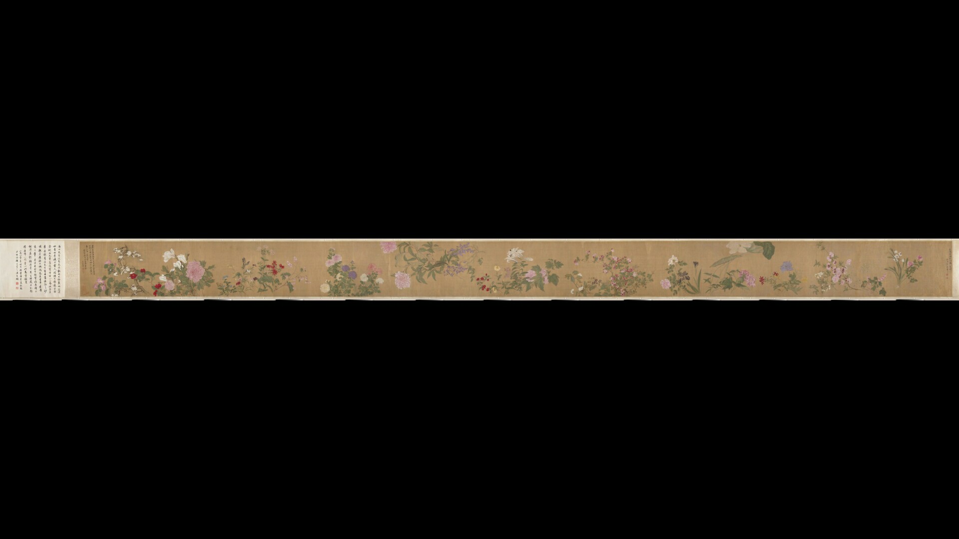 清 恽寿平 百花图卷（全卷）绢本32×228
